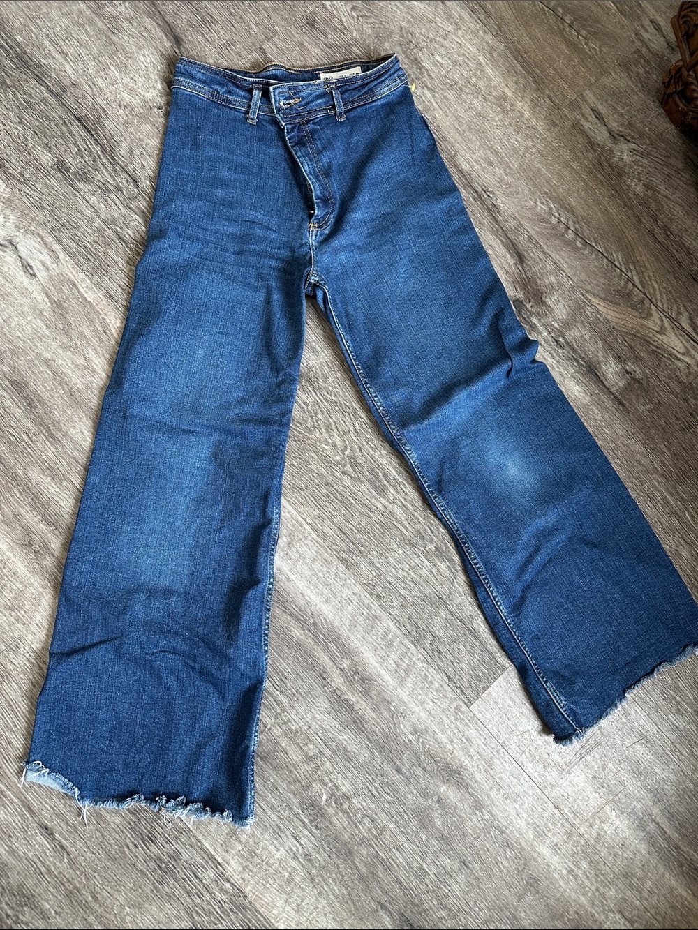 Zara Dark Blue Wide Leg Flare Jeans